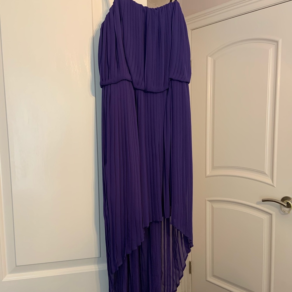Bcbgeneration Purple Pleated Strapless Dress Xs - image 1